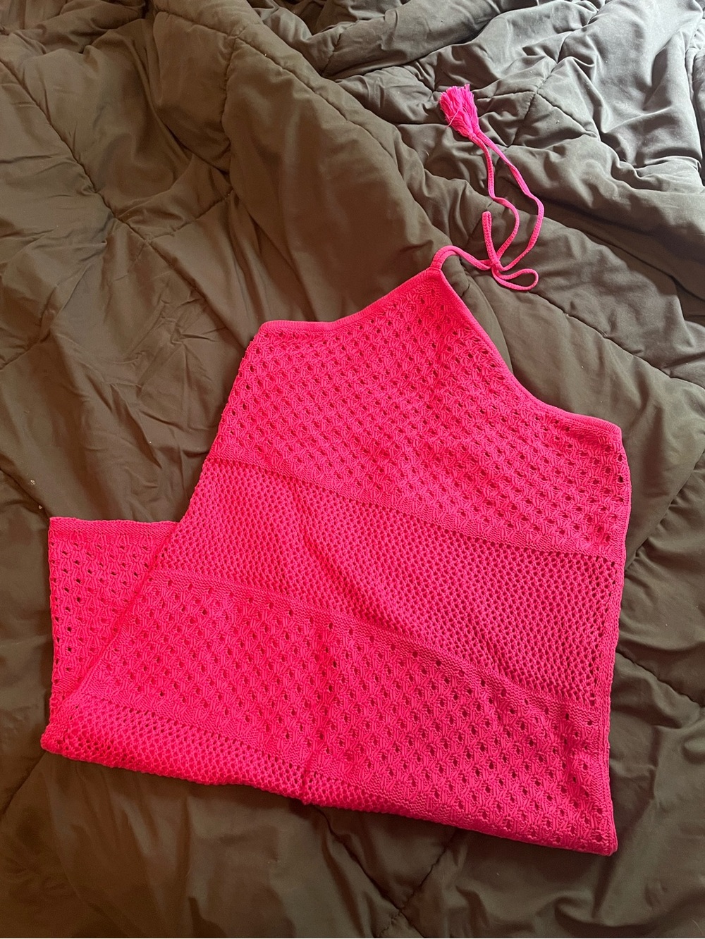 Old Navy Hot Pink Crochet Halter Midi Dress XL
